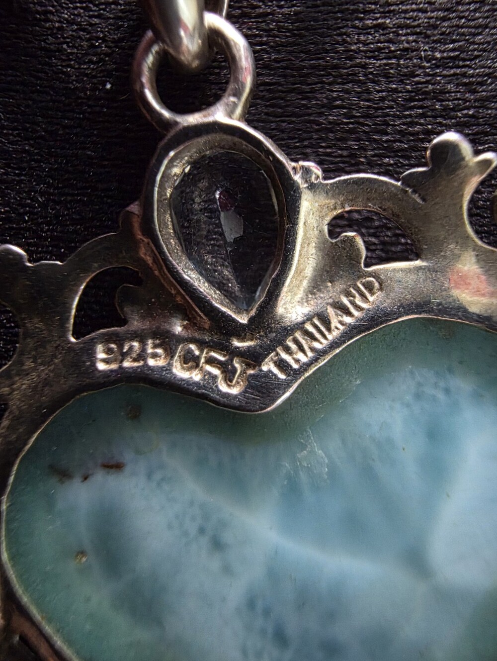JTV Larimar & Blue Topaz Heart Pendant Necklace 18" Popcorn Chain #VMH045 - Picture 7 of 16